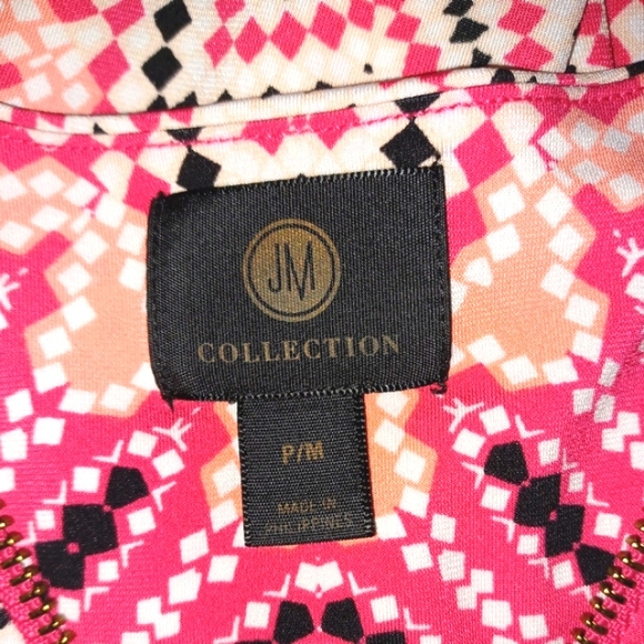 JM Collection Pink Blouse with Zipper Neckline - Picture 5 of 5